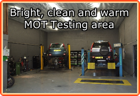 Bright, clean and warm MOT Testing area


